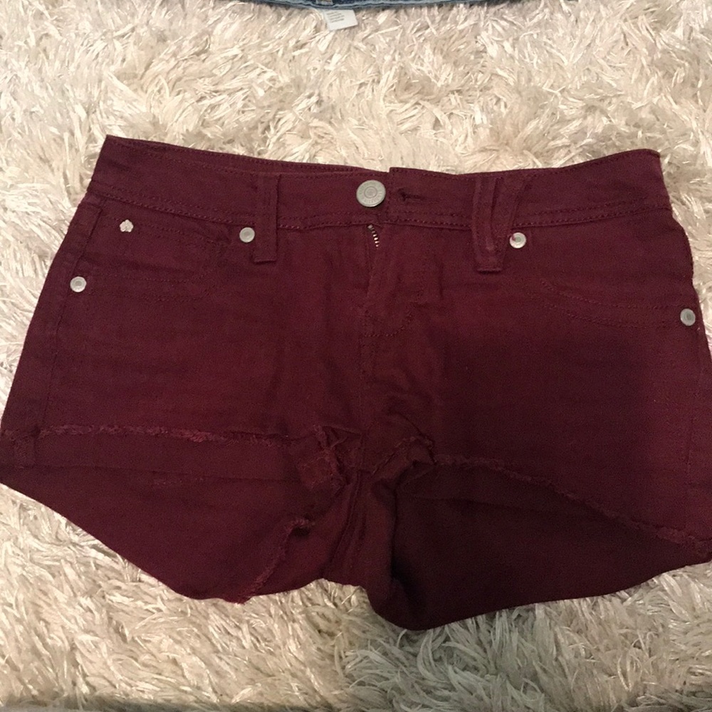 Burgundy jean shorts